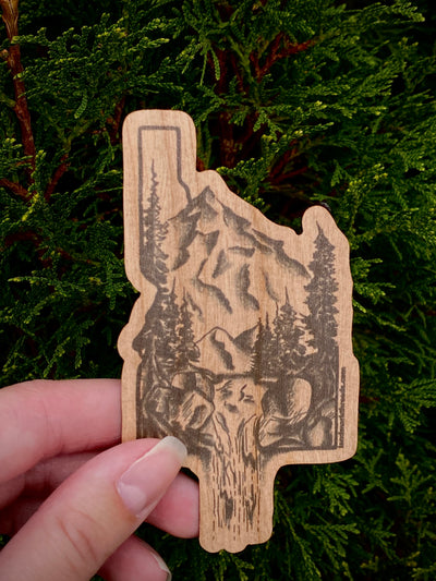 Wood Sticker - Idaho Waterfall in Cherry - LandmarkThreads
