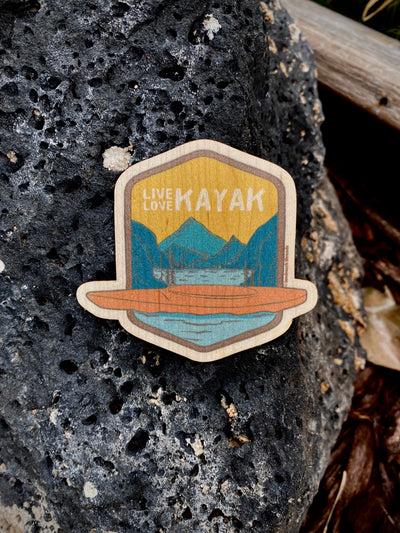 Wood Sticker - Kayak in Pine - LandmarkThreads