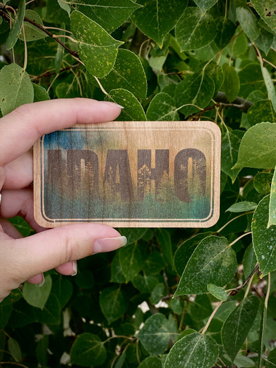 Wood Sticker - Idaho License Plate in Cherry - LandmarkThreads